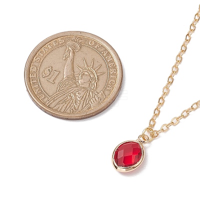 Glass Oval Pendant Necklaces NJEW-JN04928-1