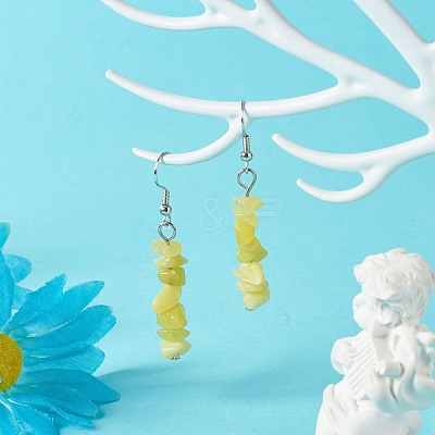 Natural & Synthetic Mixed Stone Chip Beads Dangle Earrings EJEW-JE04649-1