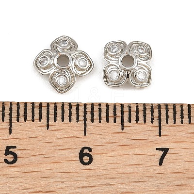 Brass Micro Pave Clear Cubic Zirconia Bead Caps CU-CBA6A75-26P-1
