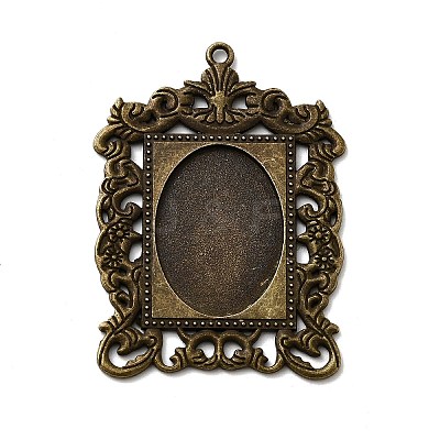 Rectangle Tibetan Style Alloy Big Pendant Cabochon Settings X-PALLOY-K109-77AB-NR-1