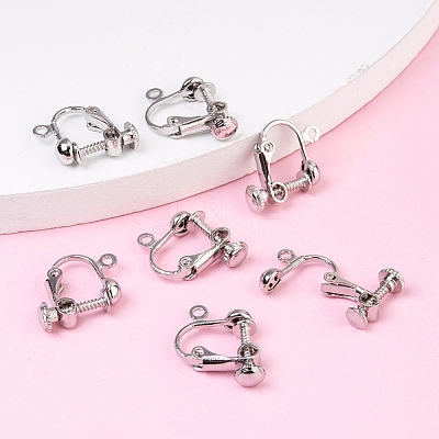 Brass Screw On Clip-on Earring Dangling Charms Pendants Setting Findings LS-KK-M019-01P-1