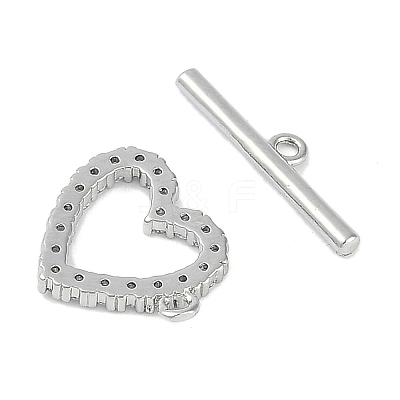 Brass Micro Pave Clear Cubic Zirconia Toggle Clasps KK-K391-07P-1