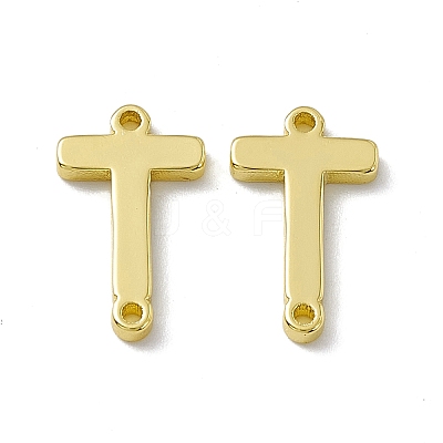 Rack Plating Brass Letter Connector Charms KK-C007-38G-T-1