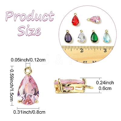 5Pcs Transparent Glass Charms GLAA-YW0004-41A-1