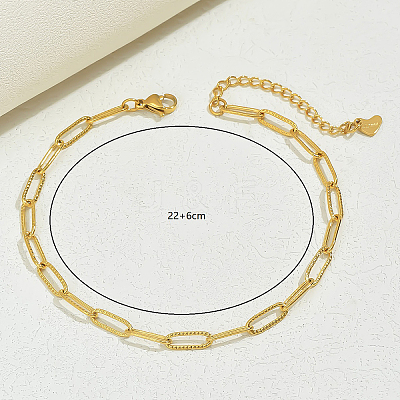 Fashionable Stainless Steel Textured Paperclip Chain Anklets for Women NQ3466-1