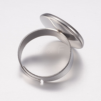 Tarnish Resistant Adjustable 304 Stainless Steel Finger Rings Components STAS-F149-18P-C-1