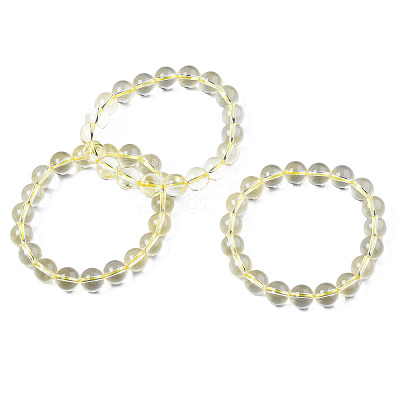 Synthetic Citrine Beaded Stretch Bracelets BJEW-Q692-48A-1