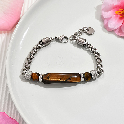 Natural Tiger Eye Round Beaded Bracelets LS-PO7911-1