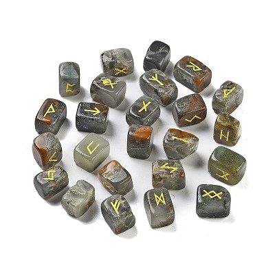 Rectangle Natural Bloodstone Rune Stones G-Z059-01L-1