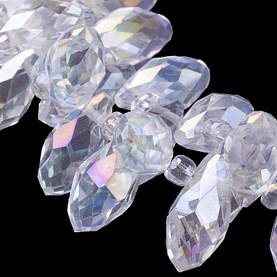 Electroplate Glass Faceted Teardrop Beads Strands X-EGLA-D014-01-1