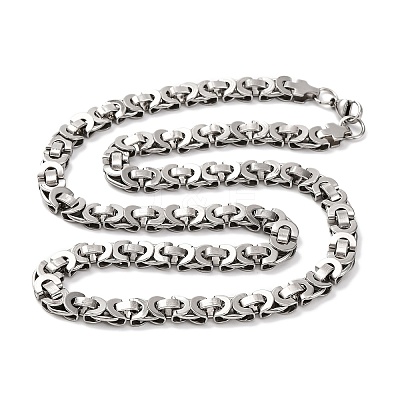 201 Stainless Steel Byzantine Chain Necklace NJEW-F222-30P-1