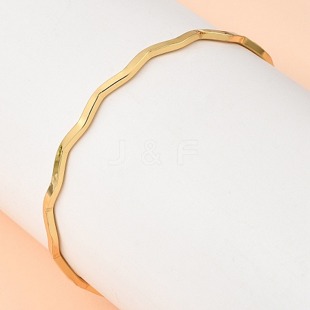 Twisted 304 Stainless Steel Bangles for Women BJEW-D408-04G-1