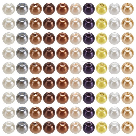 1000Pcs 10 Colors Baking Paint Pearlized Glass Imitation Pearl Round Beads HY-SP0001-01D-1