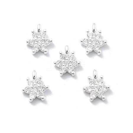 925 Sterling Silver Micro Pave Clear Cubic Zirconia Star Charms STER-D302-04A-S-1