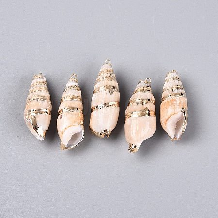 Electroplated Natural Shell Pendants BSHE-Q020-05-1