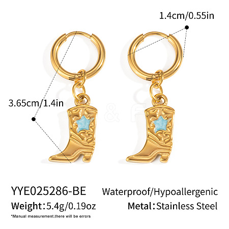 304 Stainless Steel Shoes with Star Hoop Earrings KC5078-1-1