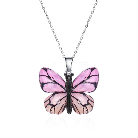 Butterfly Resin Pendant Necklaces PW-WG40B23-07-1