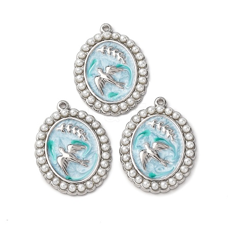 304 Stainless Steel Enamel Pendants STAS-P406-27B-P-1