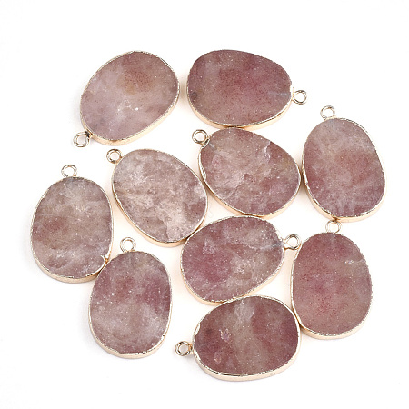 Electroplate Natural Strawberry Quartz Pendants G-S344-11C-1