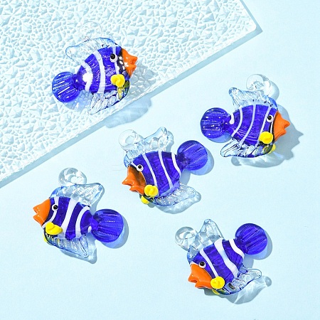 5Pcs Handmade Lampwork Pendants LAMP-YW0001-68B-1
