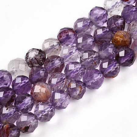 Natural Purple Lodolite Quartz/Purple Phantom Quartz Beads Strands G-T140-21A-1