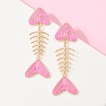 Alloy Enamel Dangle Stud Earrings EJEW-Z140-01G-1