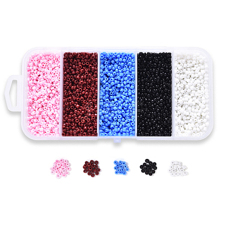 6000Pcs 5 Colors Glass Seed Beads SEED-YW0001-15A-1