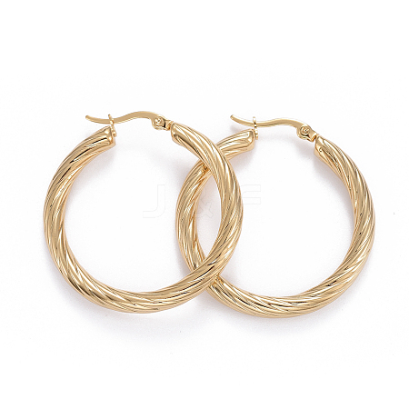 304 Stainless Steel Hoop Earrings X-EJEW-L232-034A-G-1
