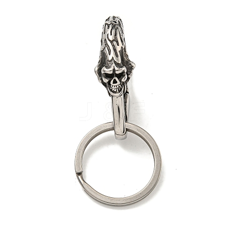 Tibetan Style 316 Surgical Stainless Steel Fittings with 304 Stainless Steel Key Ring FIND-Q101-17AS-1