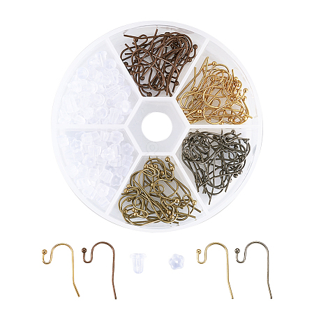 Brass Hook Ear Wire/Earring Hook and Plastic Ear Nuts KK-TA0007-08-1