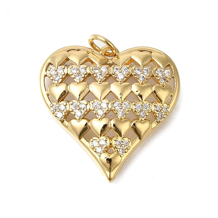 Rack Plating Brass Micro Pave Cubic Zirconia Pendants ZIRC-F142-14C-G-1