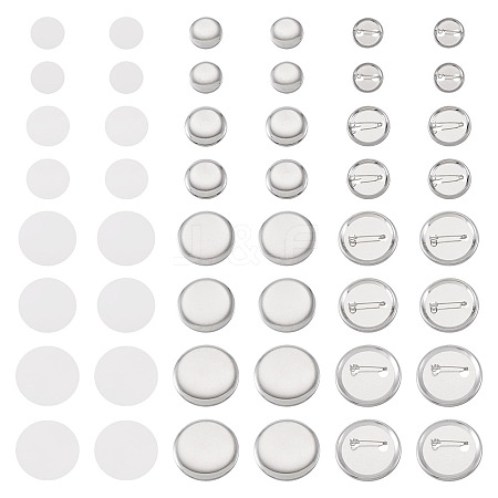 100 Sets 4 Styles Flat Round Sublimation Blank Badge Button Parts DIY-TA0013-64-1