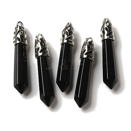 Natural Obsidian Pointed Big Pendants G-Z055-01P-25-1