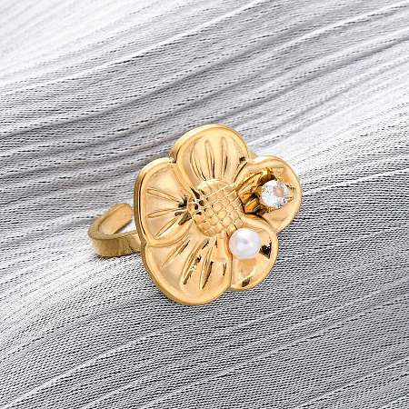 304 Stainless Steel Adjustable Cuff Rings for Women RJEW-B126-05G-02-1