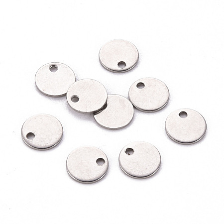 Non-Tarnish 201 Stainless Steel Stamping Blank Tag Pendants STAS-T058-8mm-P-1