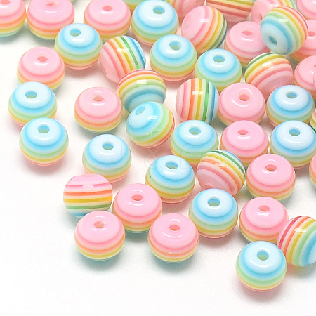 Transparent Stripe Resin Beads LS-X-RESI-S345-6mm-09-1
