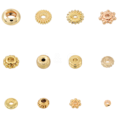 120Pcs 12 Styles Brass Beads KK-YW0003-21-1