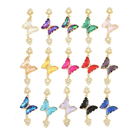 Brass Micro Pave Cubic Zirconia Connector Charms CU-CBACDF6-01G-1