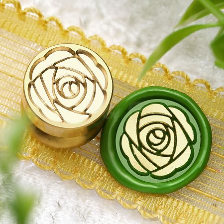 Golden Tone Round Wax Seal Brass Stamp Heads AJEW-M040-01G-I-1