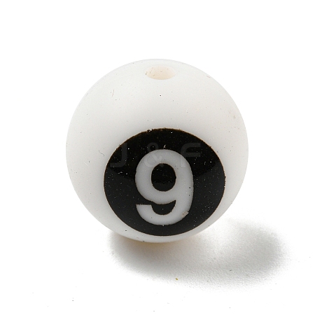 Round with Black Number 9 Silicone Beads SIL-R013-01J-1