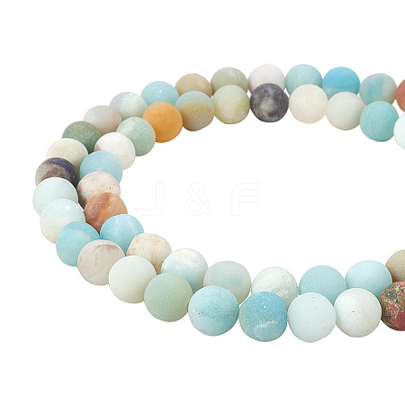 Frosted Natural Flower Amazonite Bead Strands G-PH0028-8mm-03-1