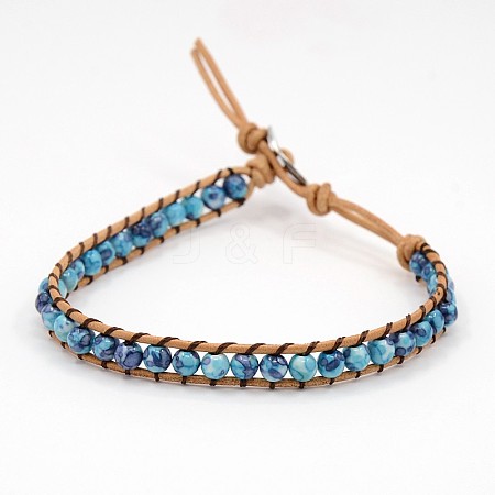 Fashionable Synthetic Turquoise Cord Beaded Bracelets X-BJEW-N211-09-1