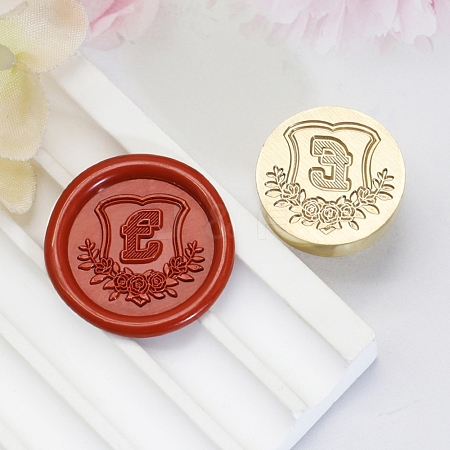 Golden Tone Round Wax Seal Brass Stamp Heads AJEW-Z034-02G-E-1