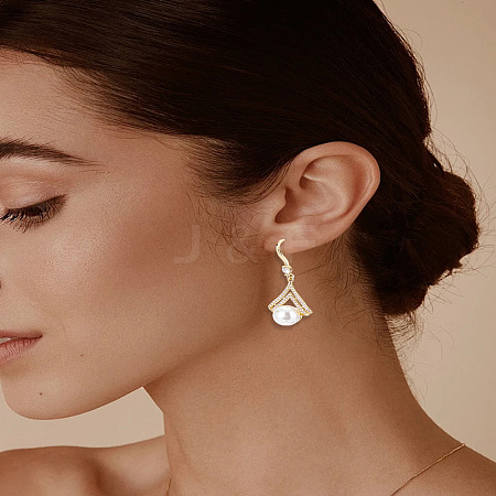 1 Pair Brass Clear Cubic Zirconia Dangle Earrings EJEW-LP0007-071-1