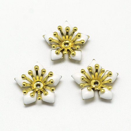 Brass Enamel Bead Caps X-KK-Q698-GJ606-1