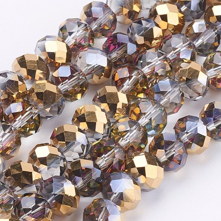 Electroplate Glass Faceted Rondelle Beads Strands EGLA-D020-10x8mm-14-1