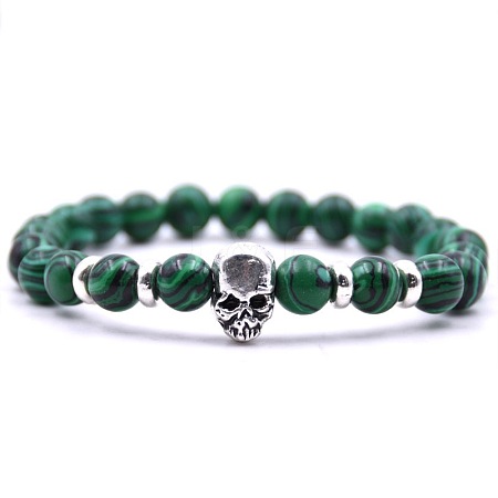 Synthetic Malachite Stretch Bracelets OR4377-8-1