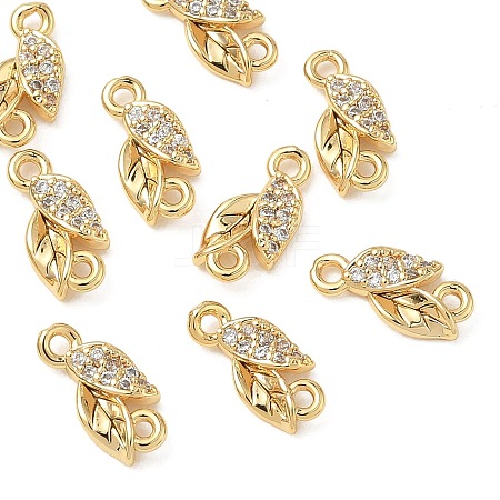 SHEGRACE Brass Micro Pave Clear Cubic Zirconia Connector Charms XGRQ3D518-509G-1