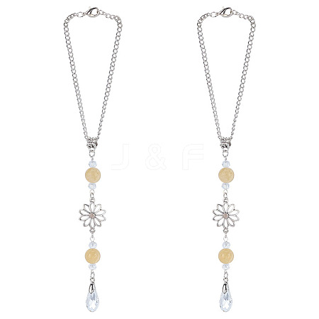 2Pcs Alloy Flower Pendant Decorations HJEW-ME0001-07C-1