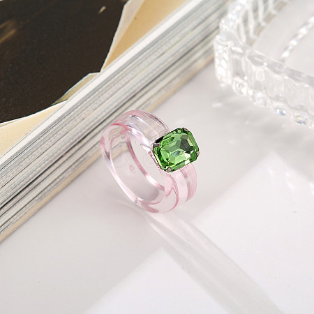 Rectangle Resin with Glass Finger Rings for Women LS-FS-WG96B1D-06-1